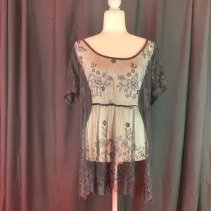 Torrid sheer short sleeve black lace blouse with tags size 2X